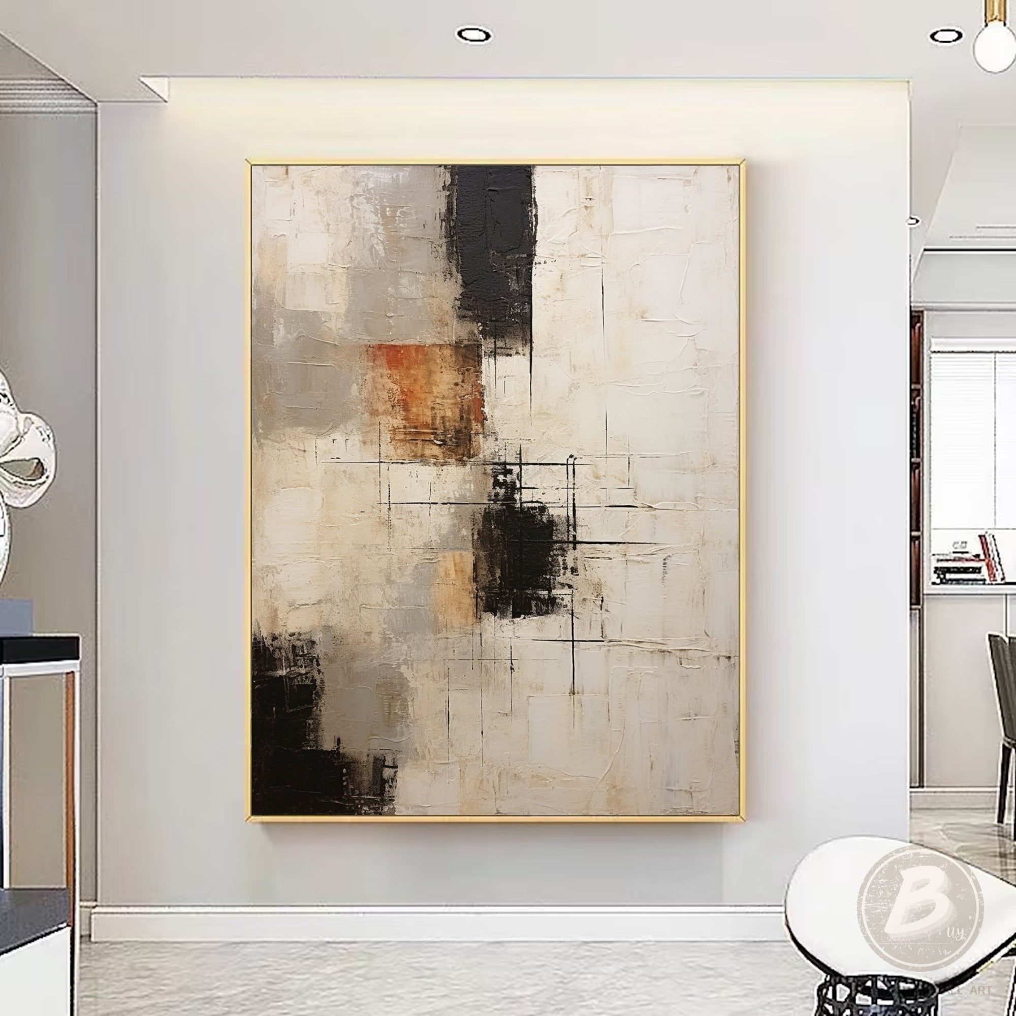 Beige Wabi Sabi Abstract Painting, Modern 3D Textured Canvas Art - Etsy