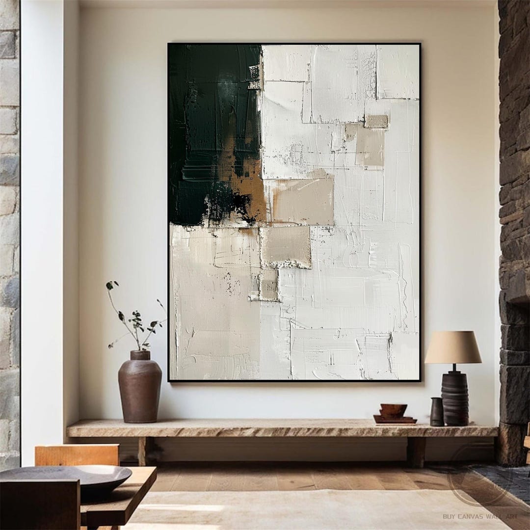 Beige White 3D Textured Wall Art Large Wabi Sabi Wall Art Neutral ...