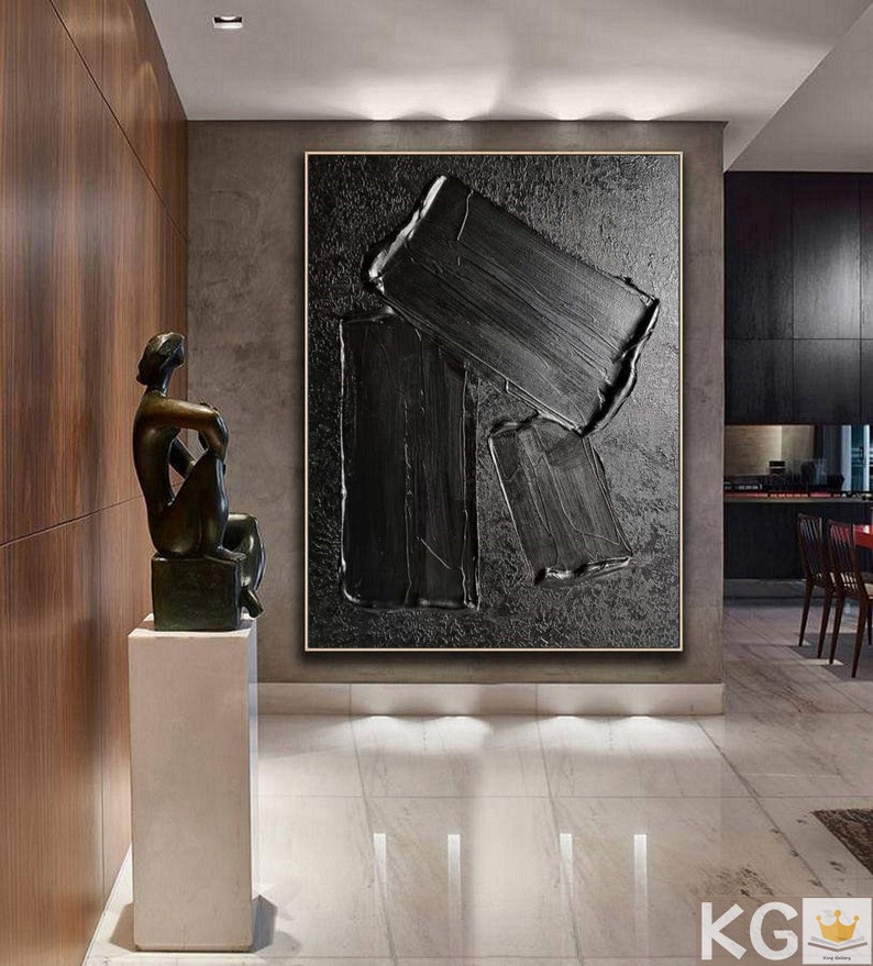 Black Wall Art Black 3D Textured Art Black Textured Wall Art Etsy