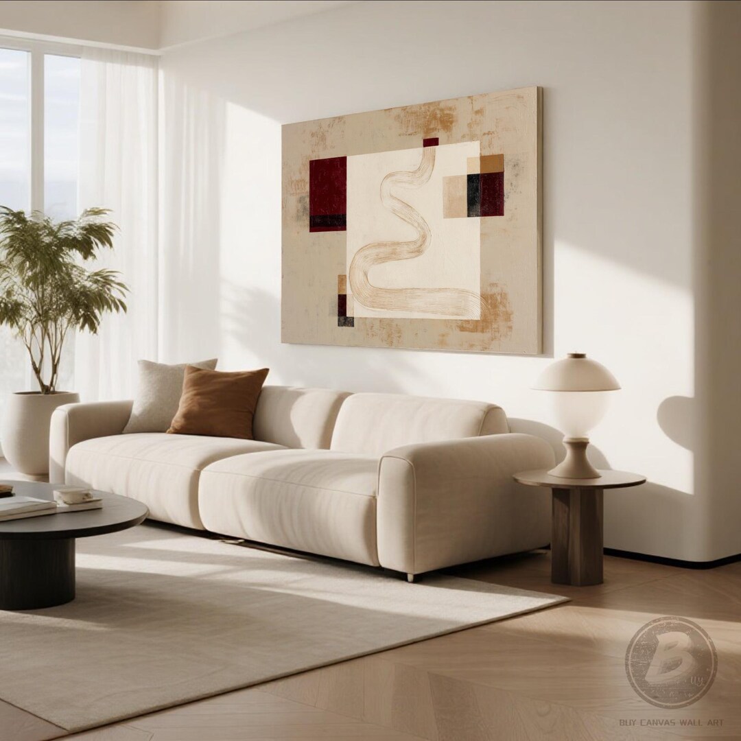 Large Beige Wabi Sabi Wall Art Creamy Beige Minimalist Abstract Oil ...