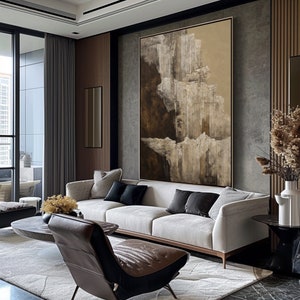 Brown Wabi Sabi Wall Art Beige Minimalism Textured Canvas Art Large ...