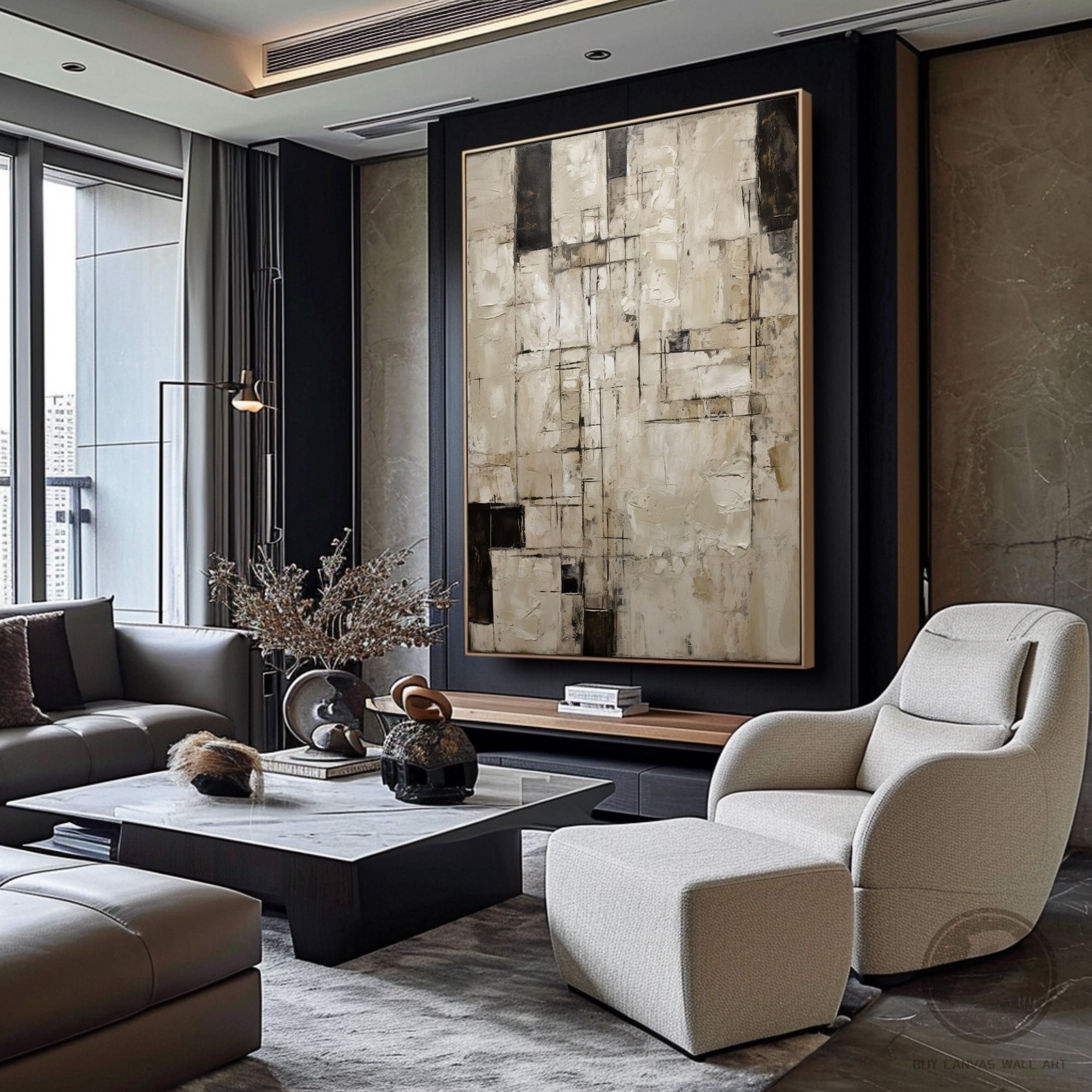 Beige Wabi Sabi Wall Art Neutral Beige Minimalist Abstract Painting ...