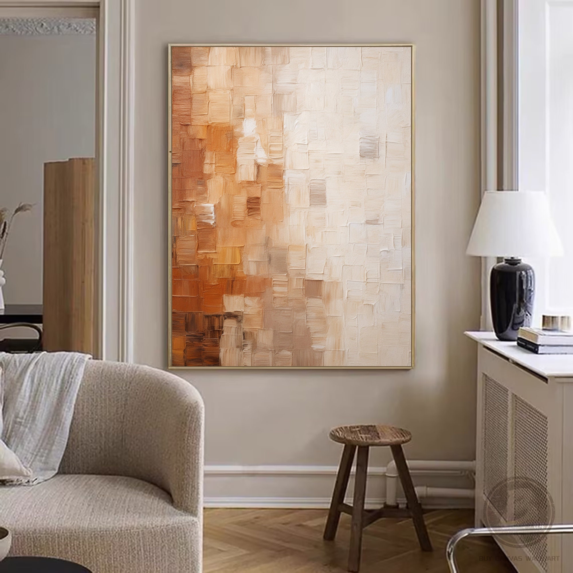 Beige Brown Minimalist Abstract Wall Art Neutral 3d Beige Brown ...