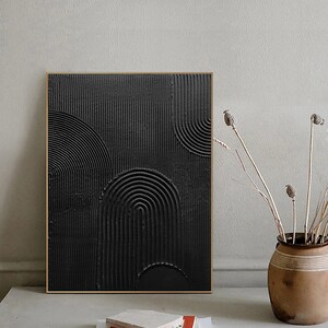 Large Black 3d Textured Wall Art Black Arch Abstract Oil Painting ...