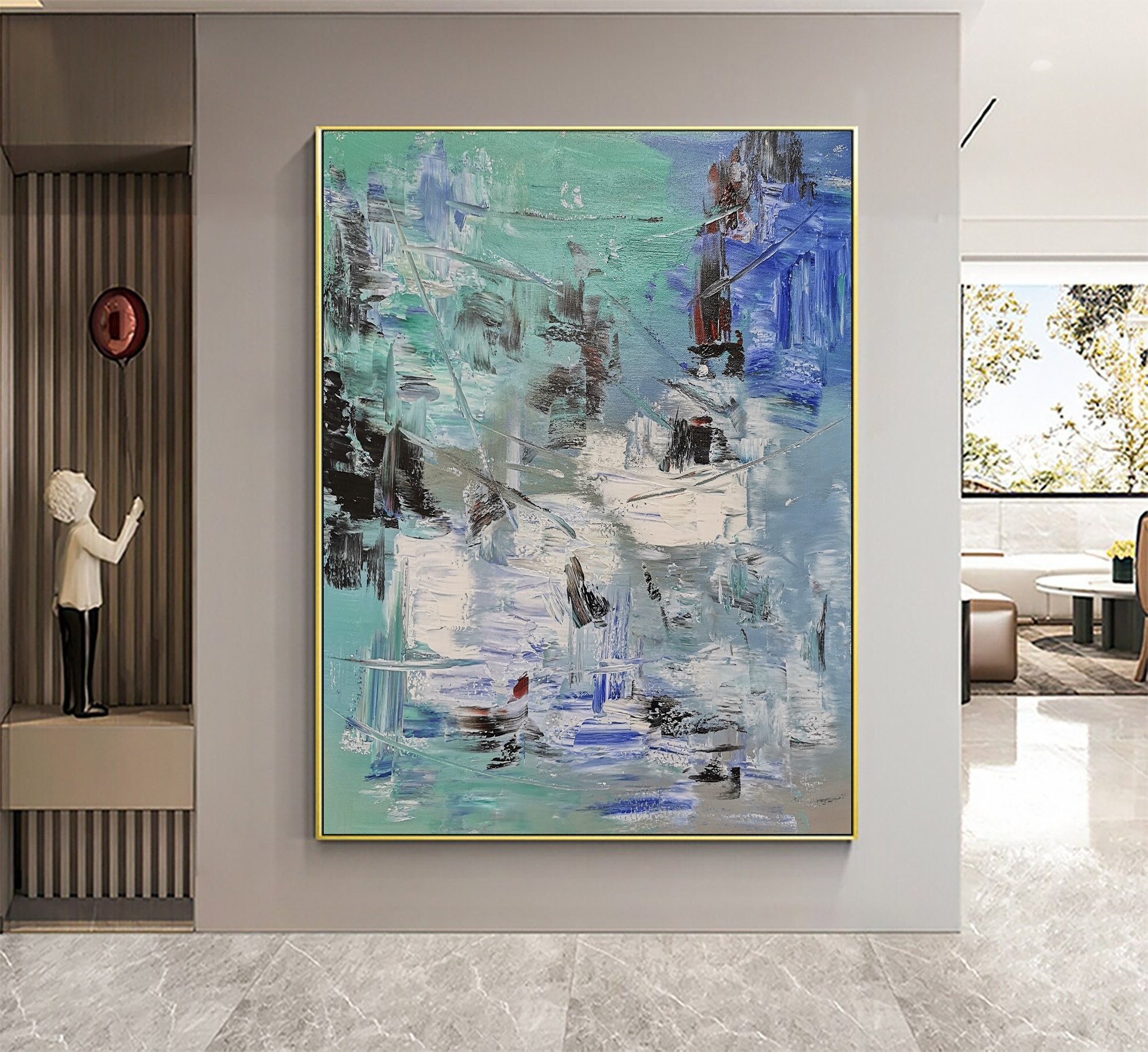 Green Abstract Oil Painting on Canvas, Textured Landscape Art - Etsy