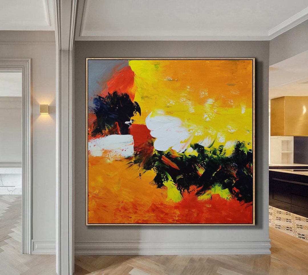 Original Orange Abstarct Painting Yellow Abstract Art Red Painting ...