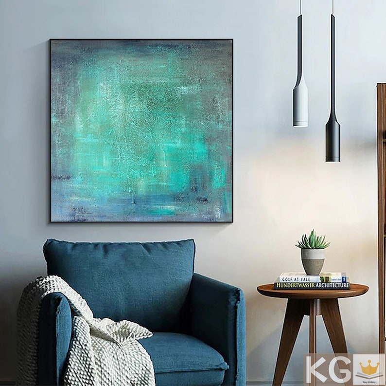 Large Green Abstract Painting Green Minimalism Painting Green Etsy