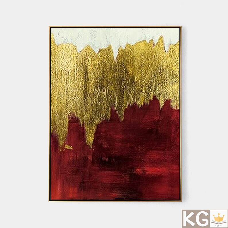 Large Original Abstract Painting Gold Abstract Painting Red Etsy