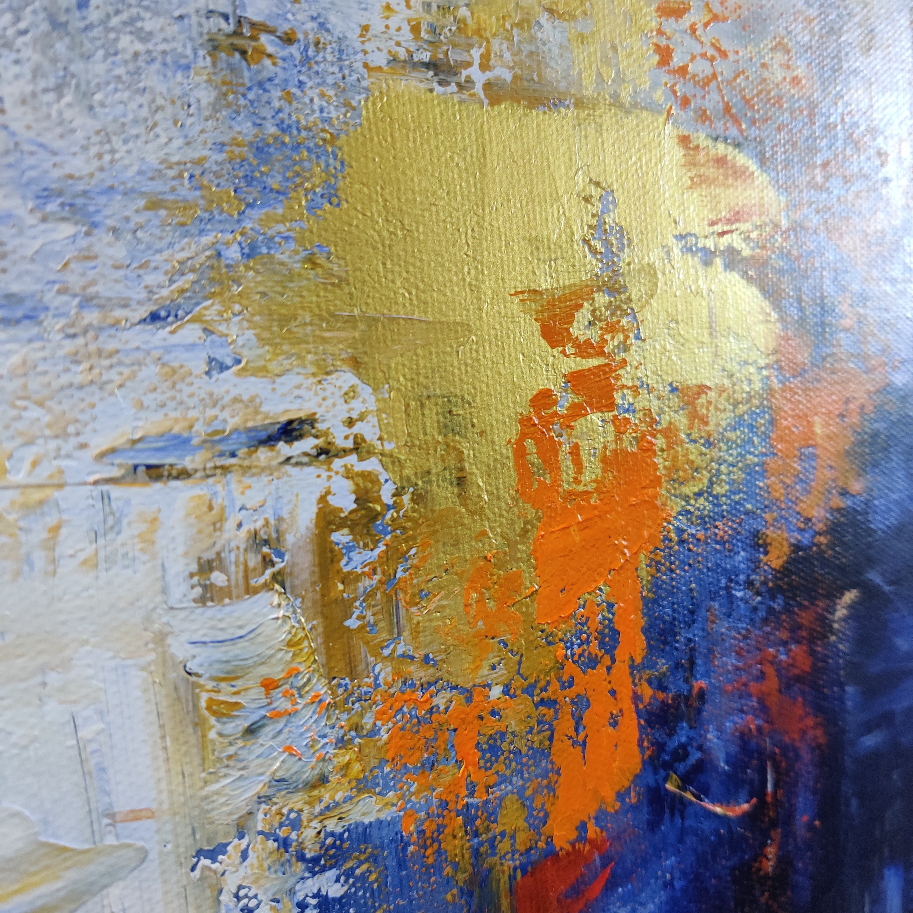 Blue Abstract Wall Artlarge Abstract Landscape Paintingwhite Etsy