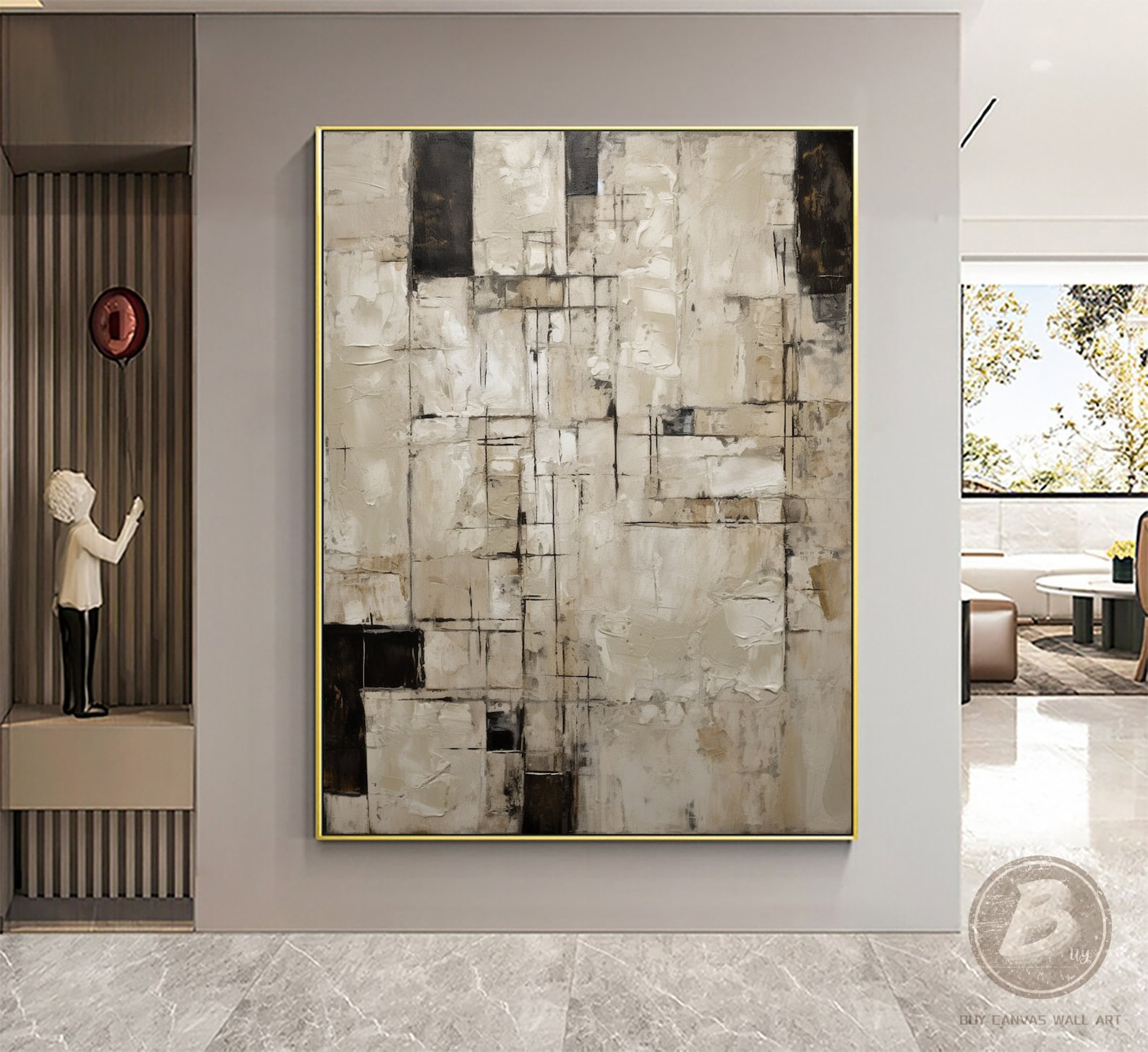 Beige Wabi Sabi Wall Art Neutral Beige Minimalist Abstract Painting ...