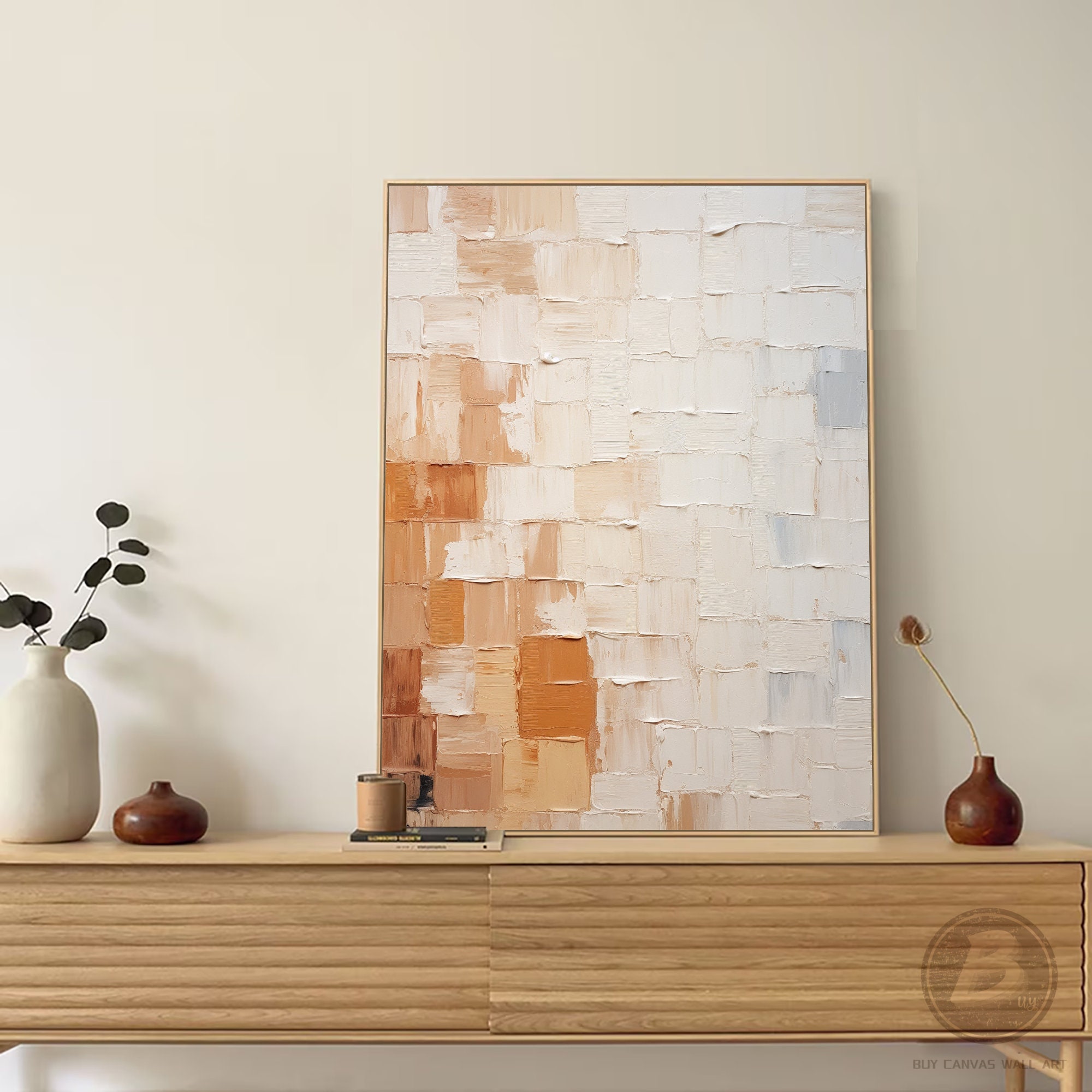 Large Beige White Wabi Sabi Wall Art Beige 3d Abstract Textured ...
