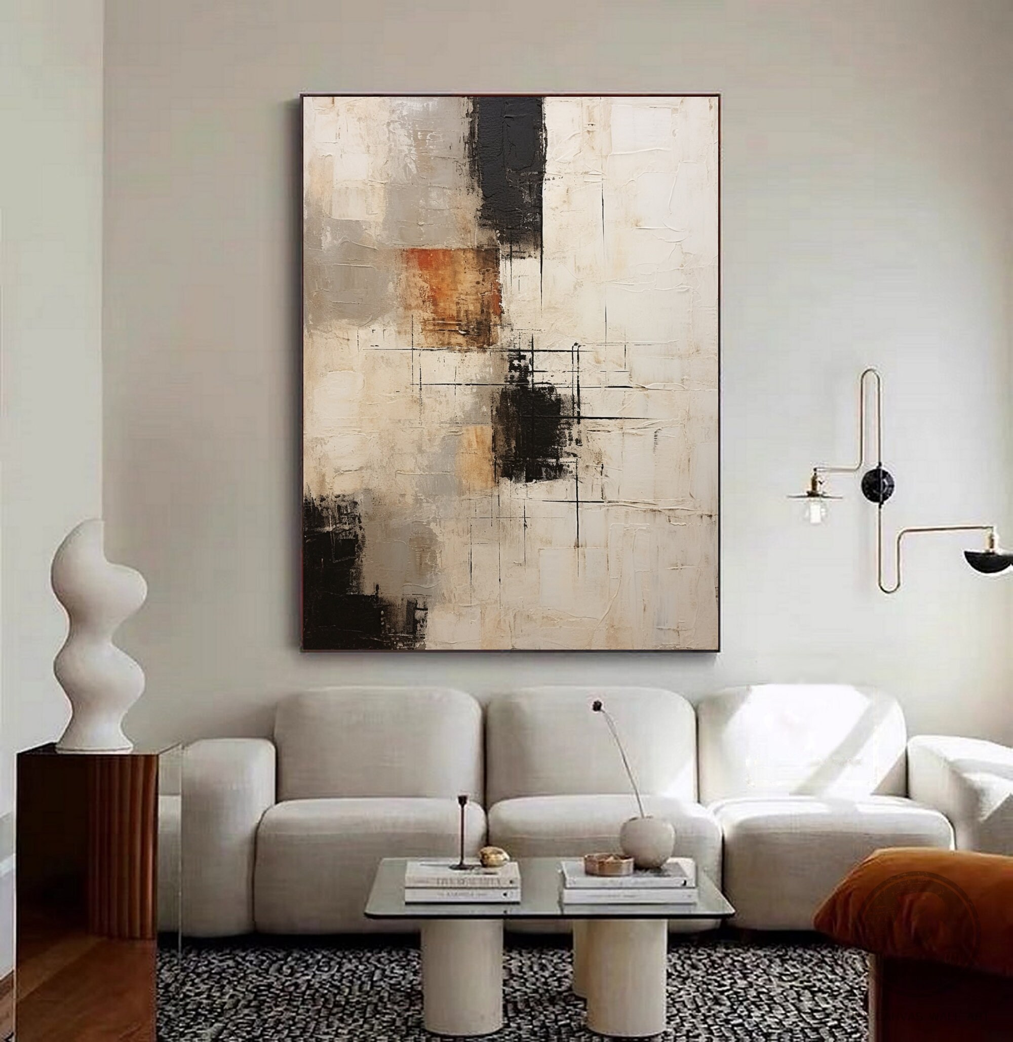 Beige Wabi Sabi Abstract Painting, Modern 3D Textured Canvas Art - Etsy