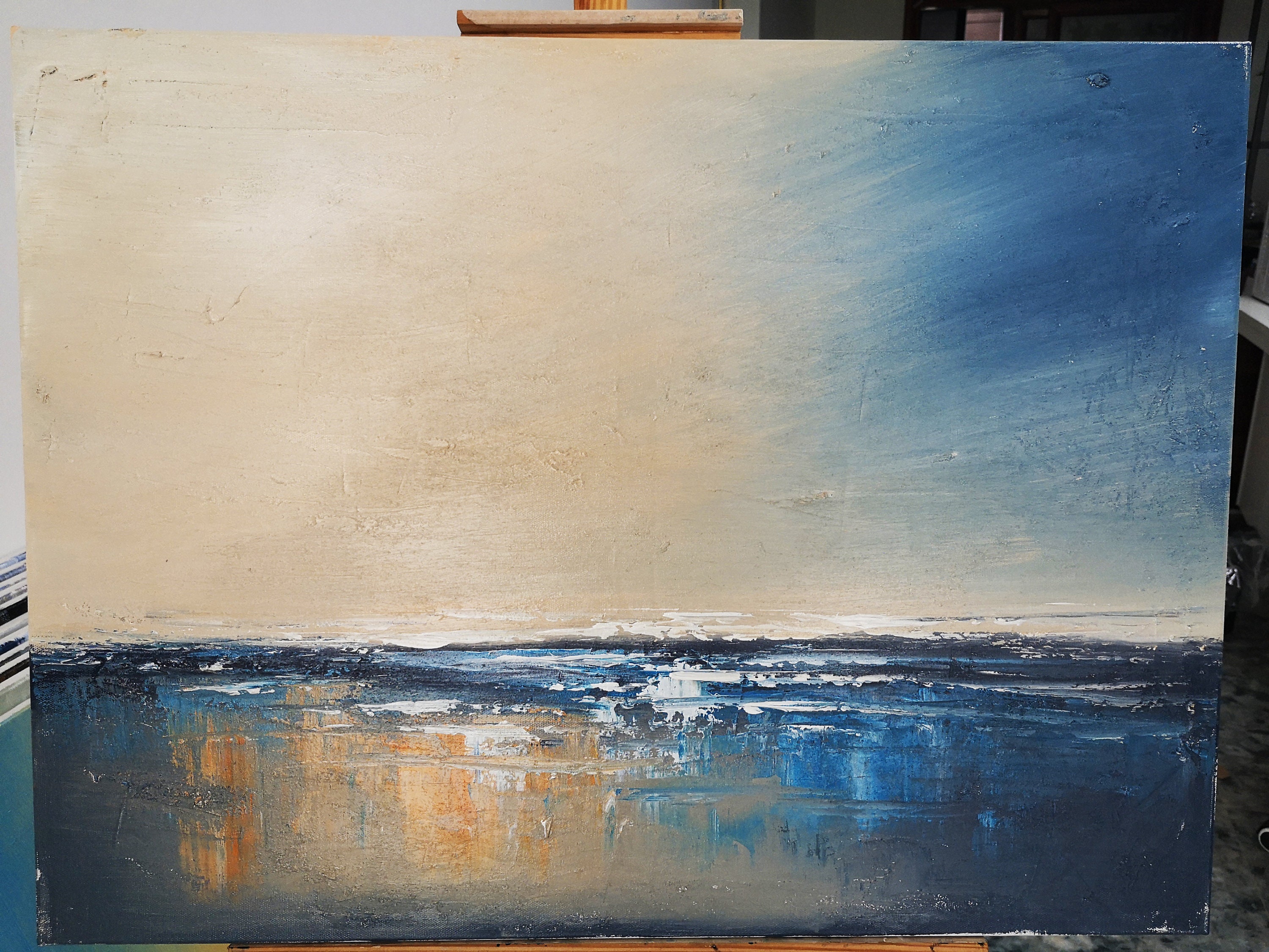 Original Sea Abstract Oil Painting Large Sky and Ocean - Etsy