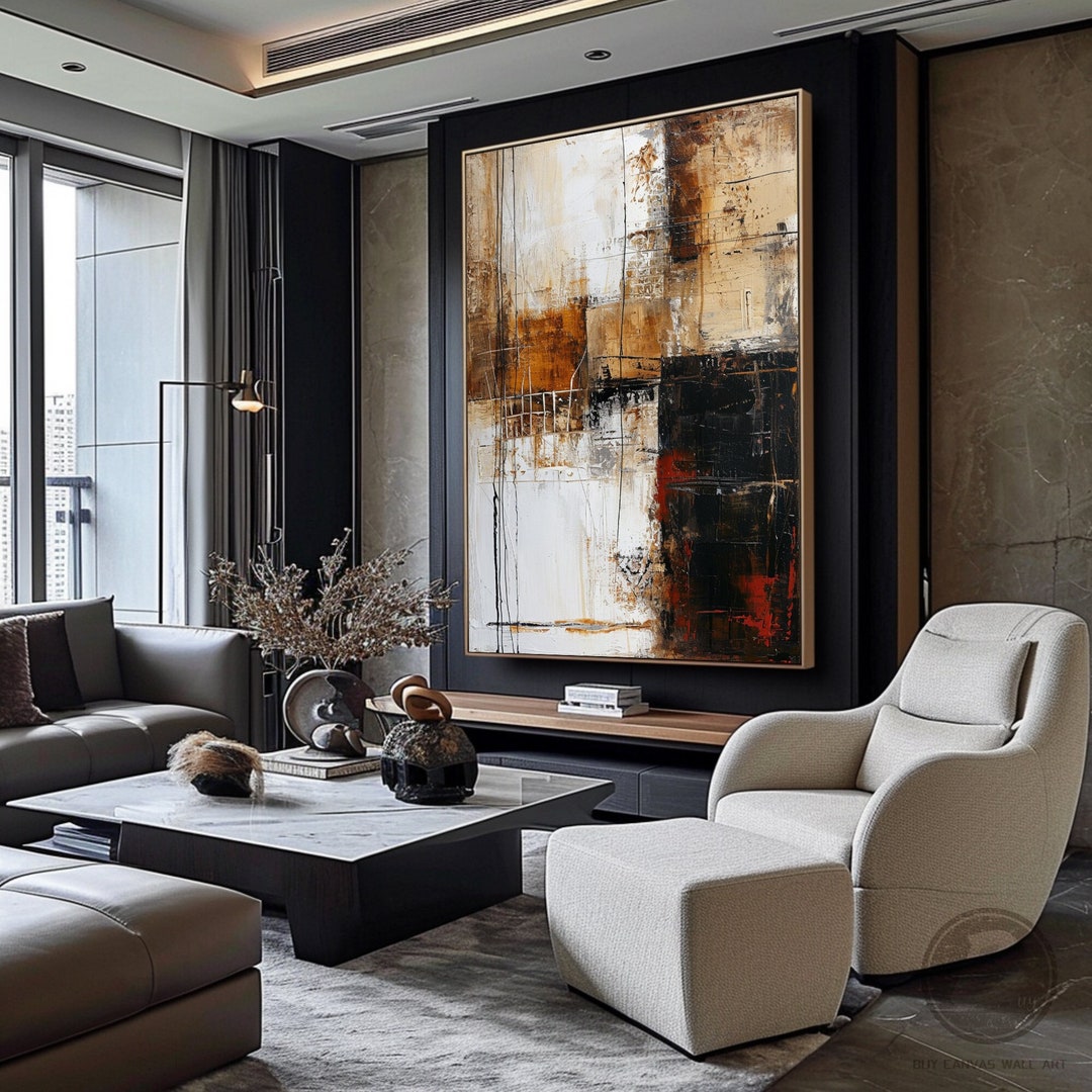 Neutral Earthtone Wabi Sabi Wall Art Large Brown Textured Painting ...