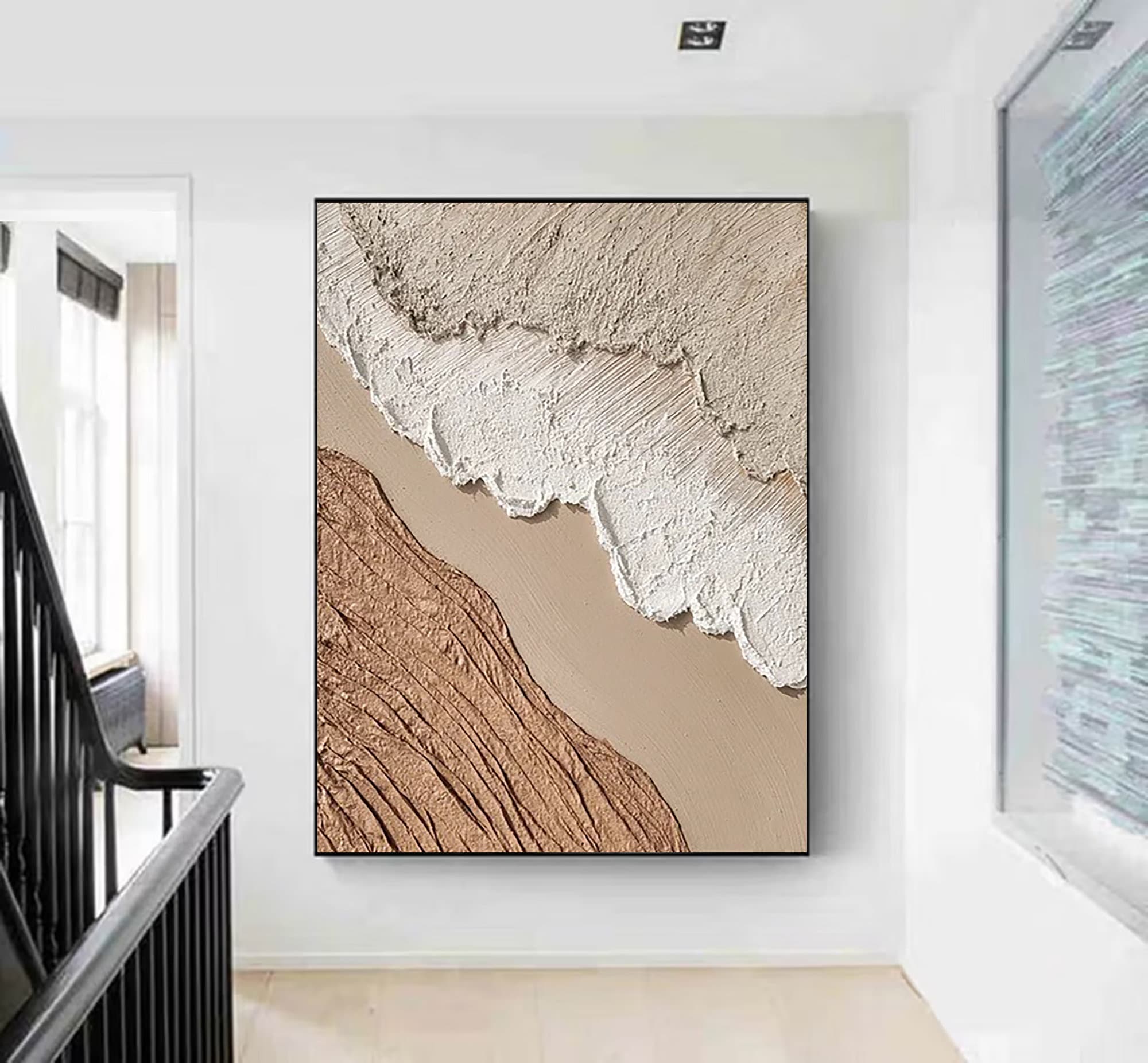 Large Neutral Wabi Sabi Wall Art Abstract Ocean Beach Painting White ...