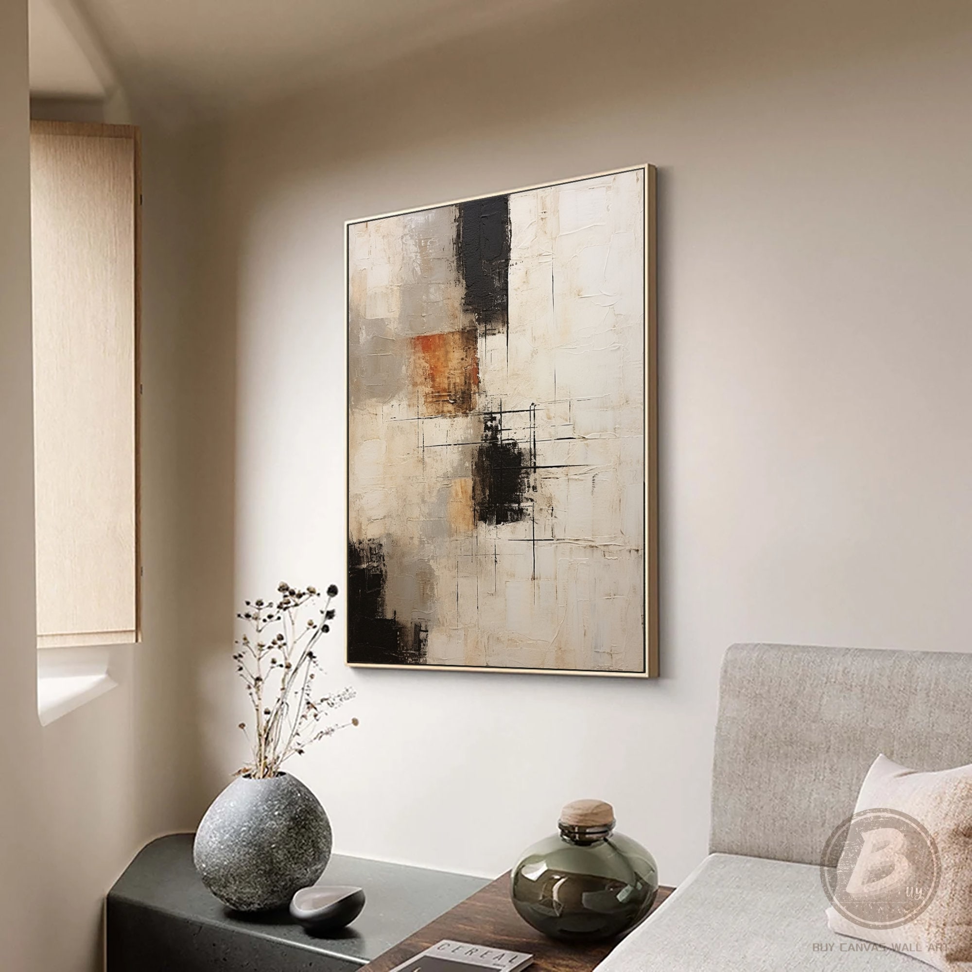 Beige Wabi Sabi Abstract Painting, Modern 3D Textured Canvas Art - Etsy