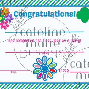 Daisy Girl Scout First Year Certificate