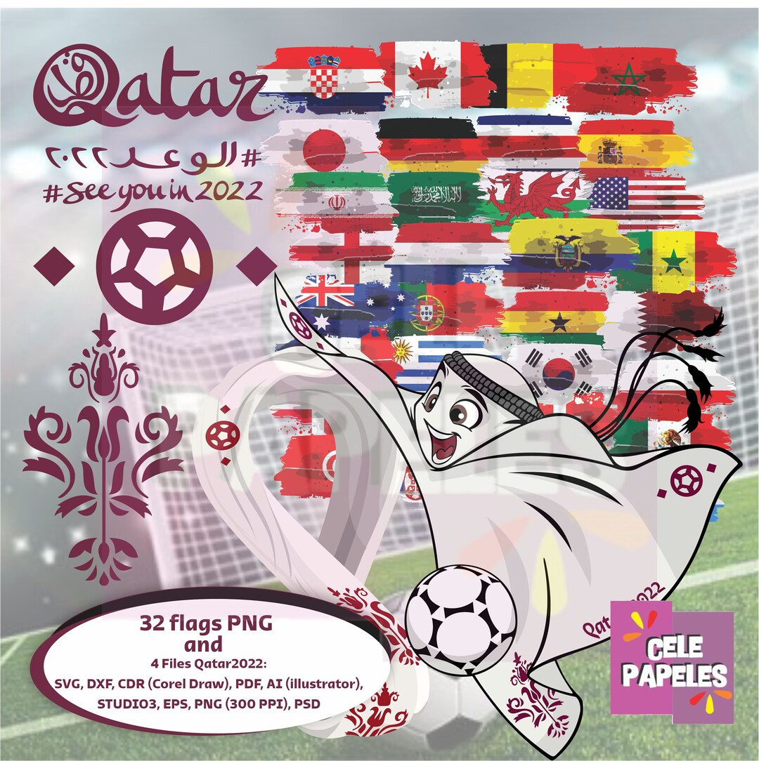 Qatar2022 PNG Svg Dxf Cdr corel Draw Pdf AI Etsy