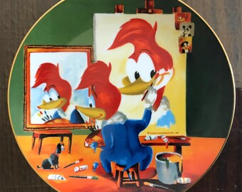Walter Lantz l Woody Woodpecker Triple Self Portrait #132 l Happy Art Limited Edition l Collectors Plate