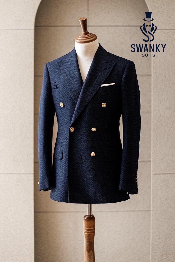 ジャケット Double Breasted Blue Wool Blazer Navy Double Breasted Blazer - Etsy