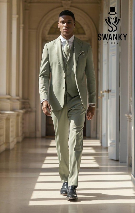 green emerald velvet dress Sage Stretch Slim Fit Suit Coat