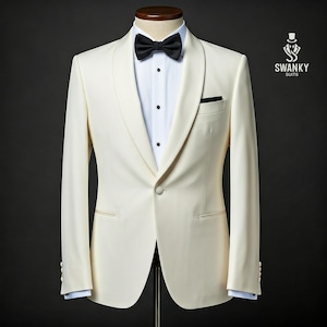 Premium Ivory White Tuxedo Shawl Lapel Jacket for Dinner, Party, Wedding Coat for Men Prom Night Tuxedo for Men
