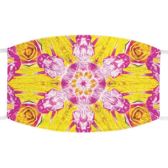 Facemask- Yellow Pink Geometric Fractal