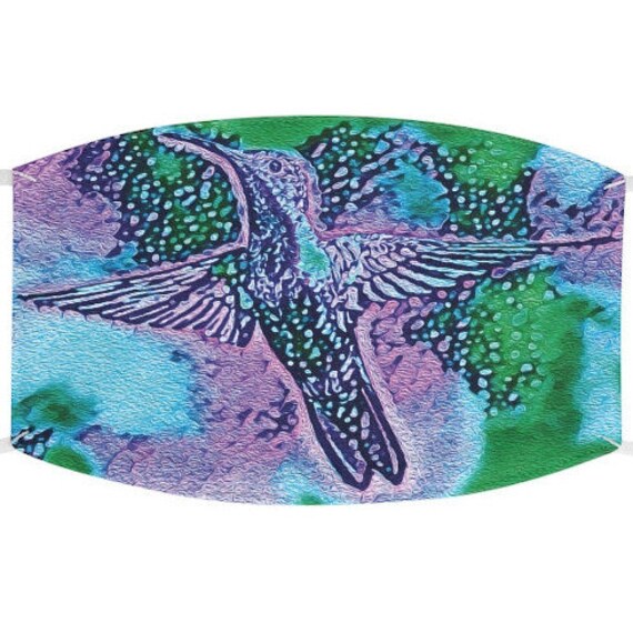Facemask- Purple Green Hummingbird