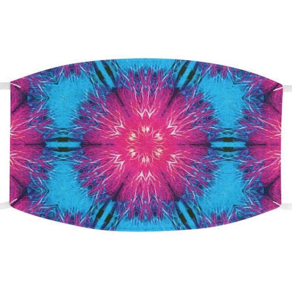 Facemask- Pink Blue Geometric Fractal Pattern