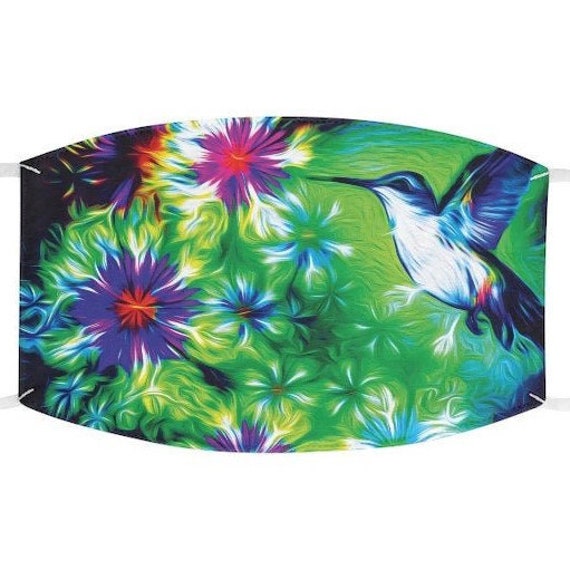 Facemask- Floral Humming Bird Flower Nature