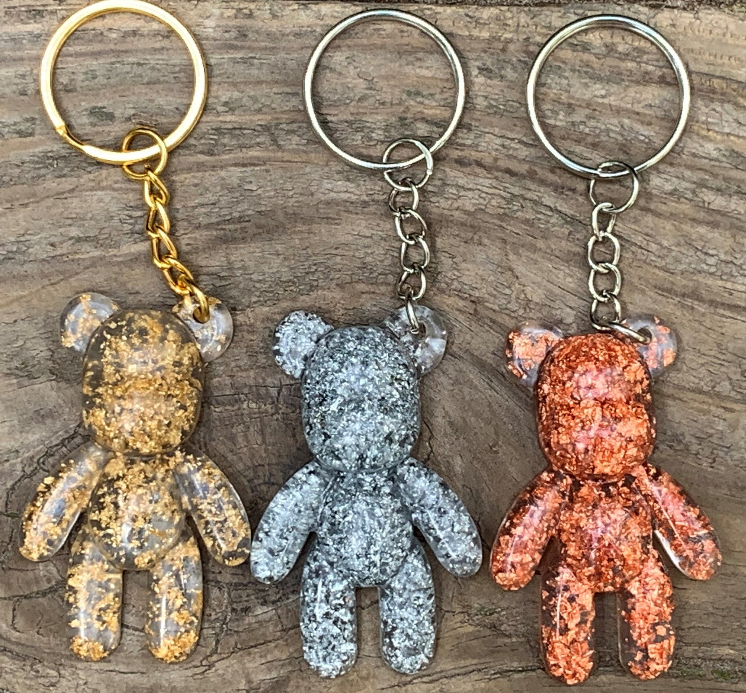 Custom Stunning Teddy Bear Keychain beautiful foil leaf Etsy