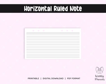 6 tamaños / Notas regladas horizontales Inserciones imprimibles para 6 agujeros Anillo Carpeta Planificador / Bolsillo Personal Personal Ancho B6 A5 Media Carta