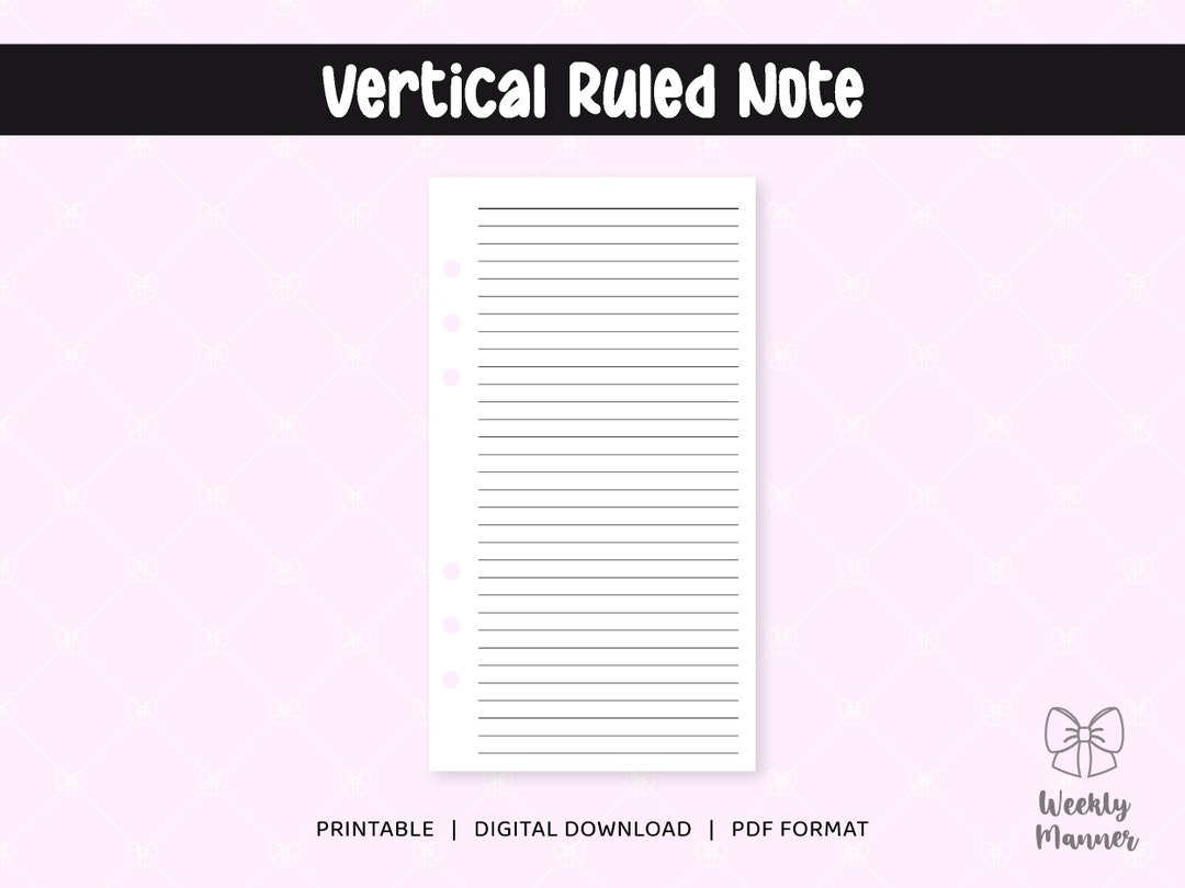 6 Sizes | Ruled and Dotted Note Printable Inserts for 6 Hole Ring ...