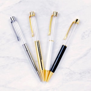 Aanpasbare empty clear tube pen | Goud Zilver Rose Goud | Bruidsmeisje Gift | Bling Bling Decoratieve Pen voor Planner