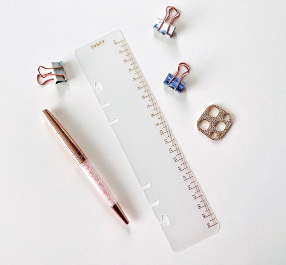 Today Bookmark With Ruler for A5 or Personal Size Planner, Frost Gold  centimeter 