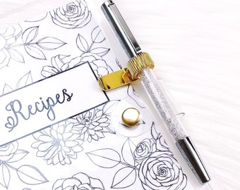 Clip de Penloop dorado para Planner Notebook / Stretchable Loop se adapta a múltiples tamaños de bolígrafo / Accesorio de decoración Planner