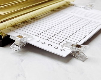 10pcs Clear Flat Bottom Clips para sostener hojas de papel mulitiple para perforar agujeros / Custom Planner Inserta suministros