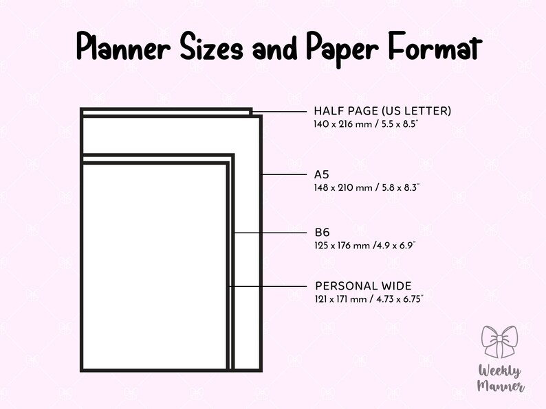 A5 | Weekly Planner Vertical | Printable for 6 Hole Ring Binder Planner ...
