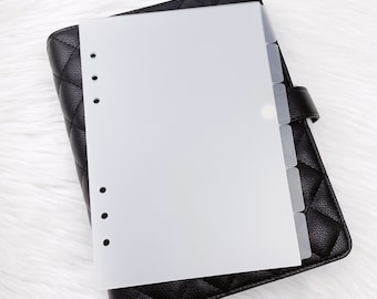 A5 or Personal | Frost or Clear 6 Tabs Dividers for Ring Binder Planner