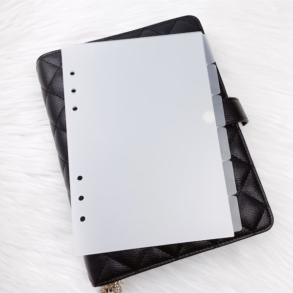 A5 or Personal | Frost or Clear 6 Tabs Dividers for Ring Binder Planner