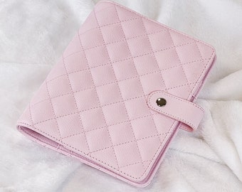 B Grade Imperfect Product Sale*** A5 B6 Personal A7 Quilted Matelasse 30mm 6 Ring Planner Luxurious Soft Vegan Litchi Leather