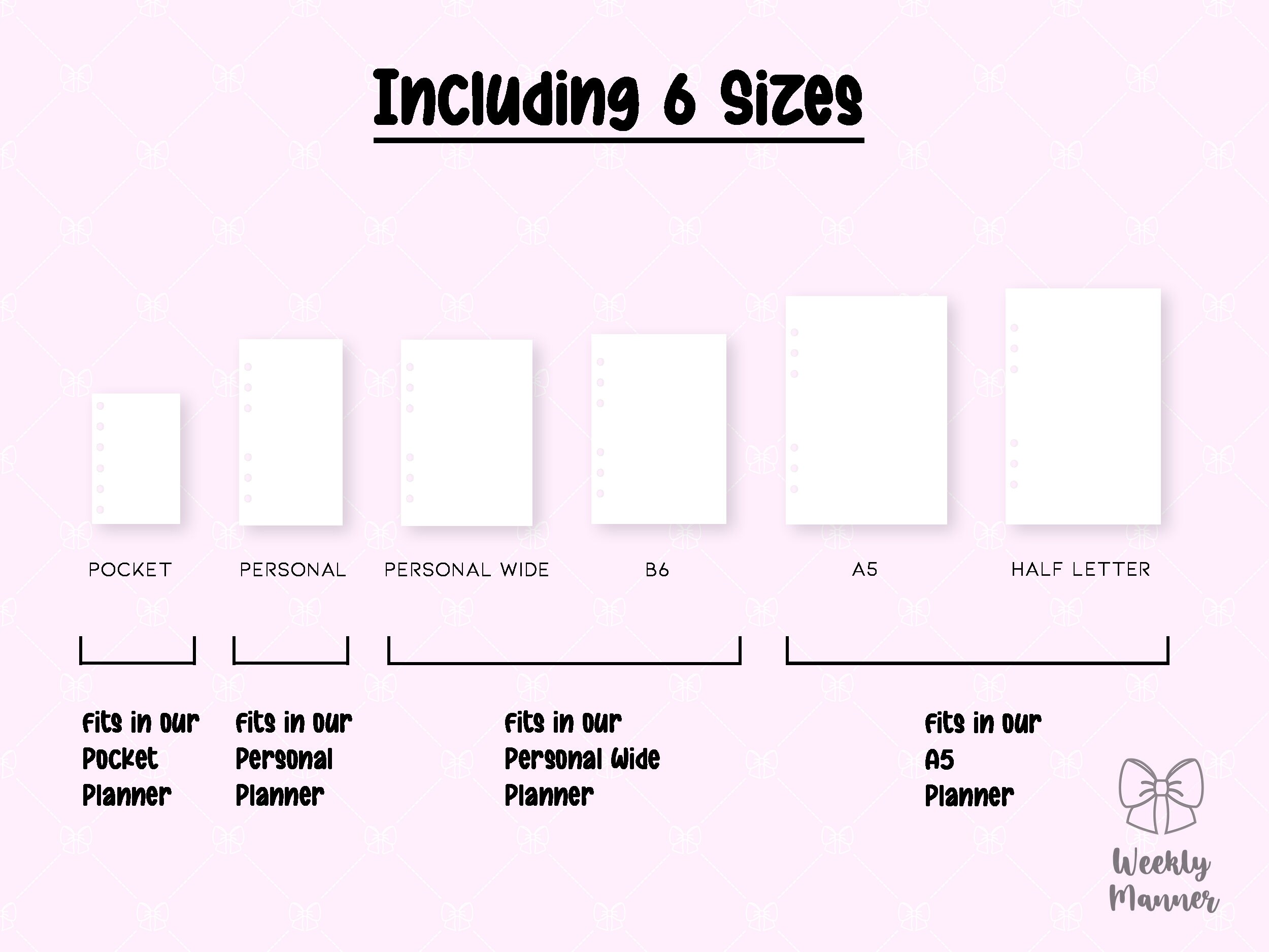 6 Sizes | Online Orders | Printable Inserts for 6 Hole Ring Binder 