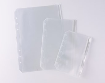3PCS Frost Zip-up Pocket for A5 Personal Pocket SIZE Planner