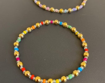 Gold & Rainbow Bracelets // stackable bracelets // gold rainbow stacks