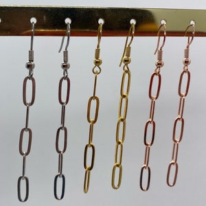 Paperclip Drop Earrings / Paperclip Chain Earrings / Gold, Silver, Rose Gold Paperclip Earrings