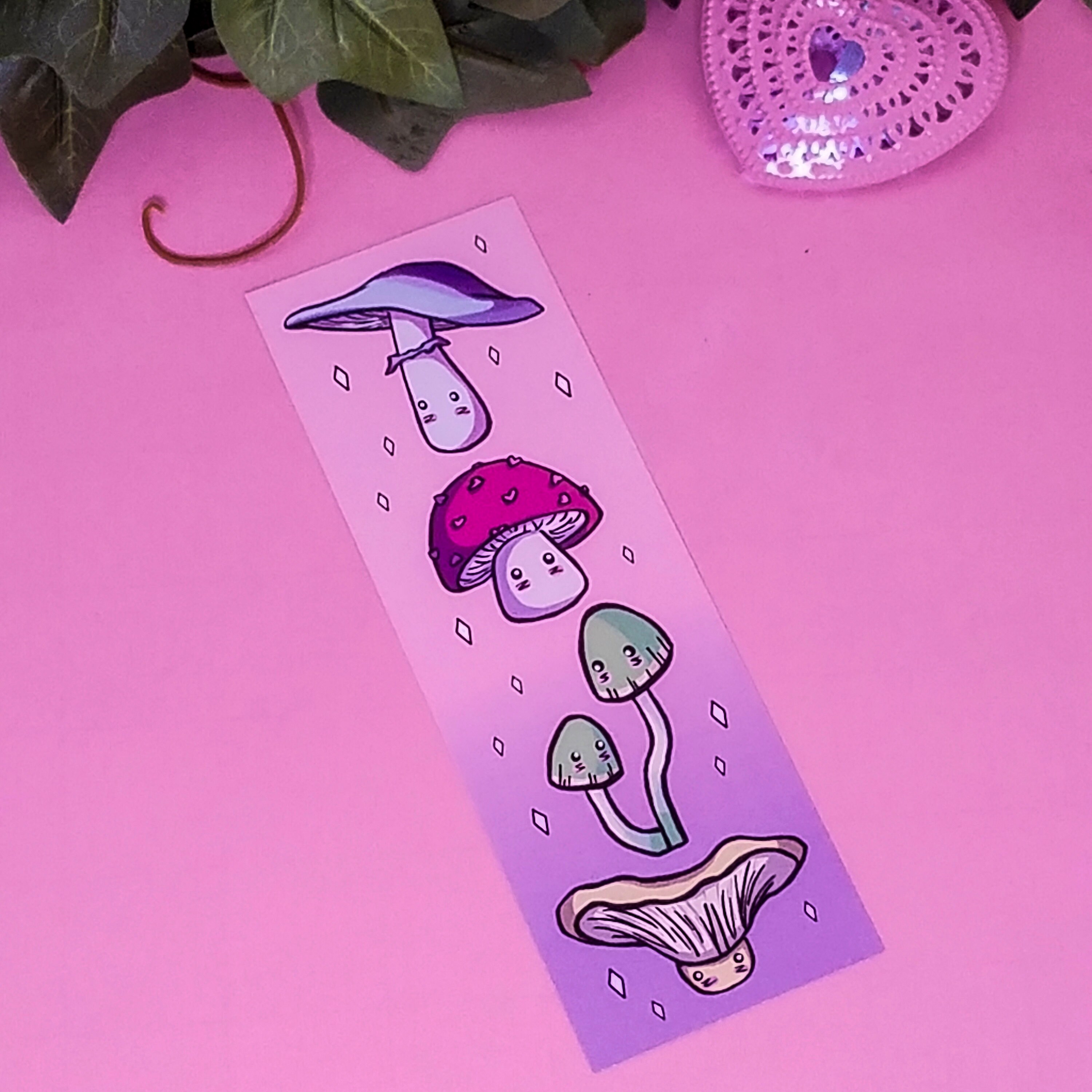 Kawaii Mushroom Bookmark Kawaii Bookmark Pastel Bookmark Etsy