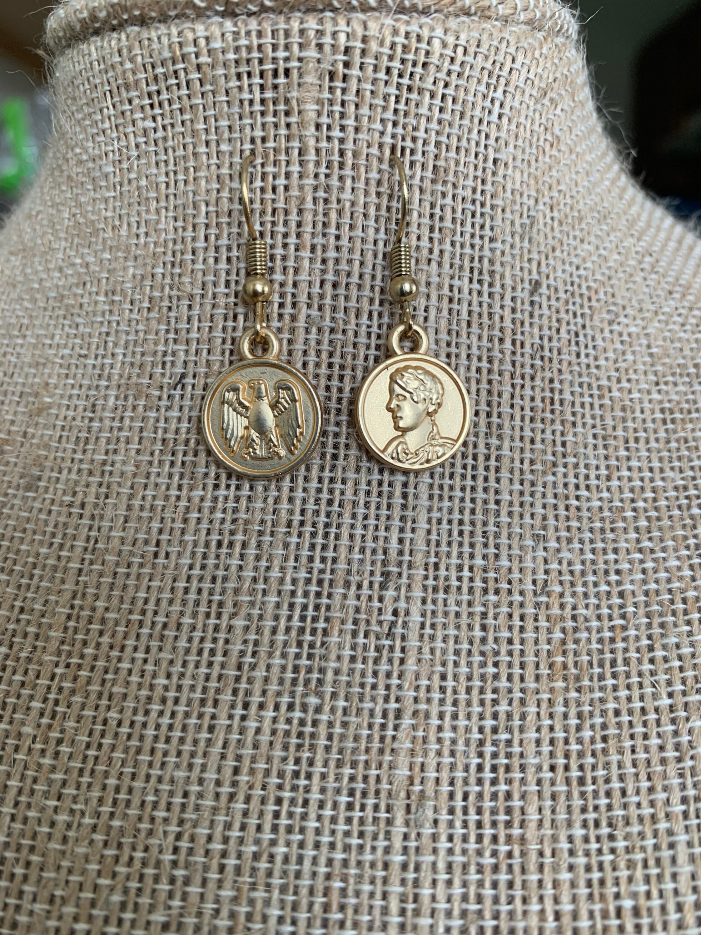 Gold Coin Earrings Etsy