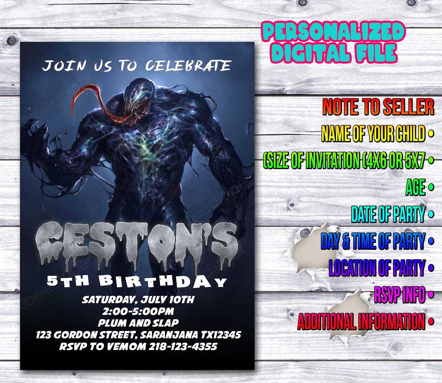 Venom Invitation Venom Birthday Invitation Venom Invite Etsy