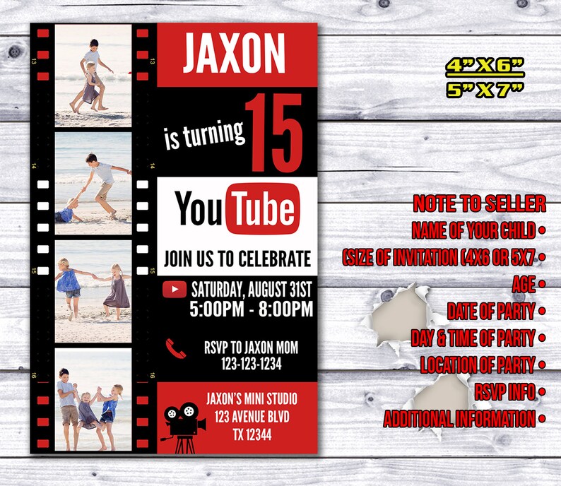 Choose Design Youtube Invitation, Youtube Party Invitation, Youtube