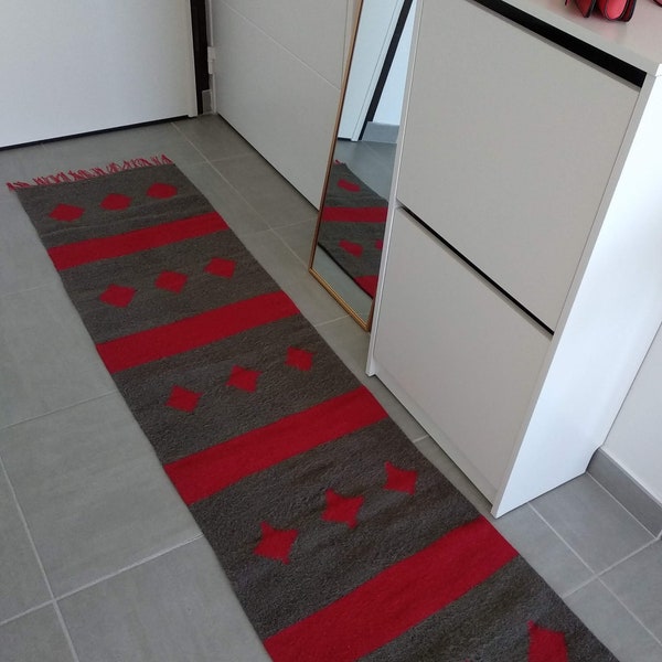 Tapis Kilim Laine _ Fait main_ Format couloir